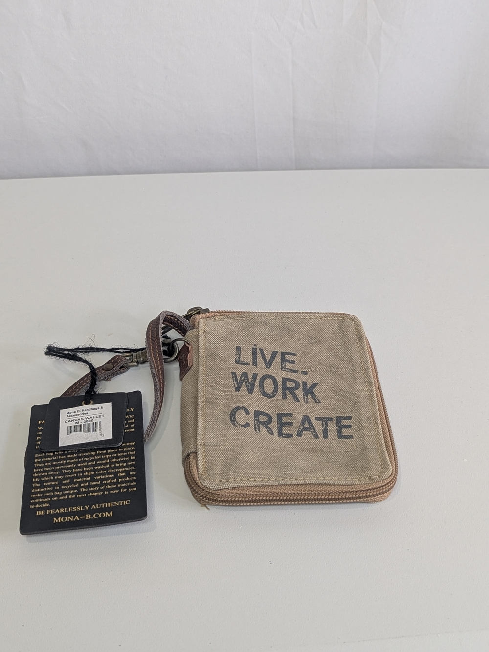 Mona B Live Work Create Canvas Wallet Wristlet NWT Zip Around